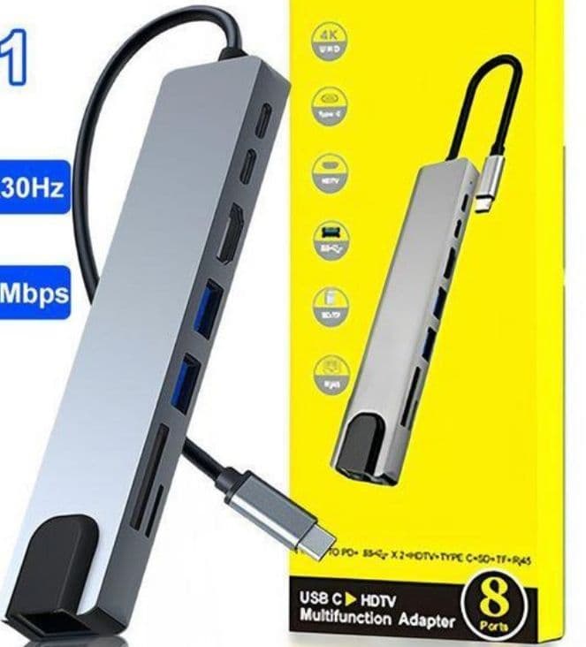 8-in-1 USB-C Multiport Multi-Function Adapter Hub — available at Niks Digital Connections